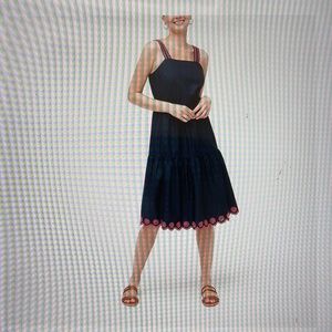 Embroidered scalloped tiered dress NWT